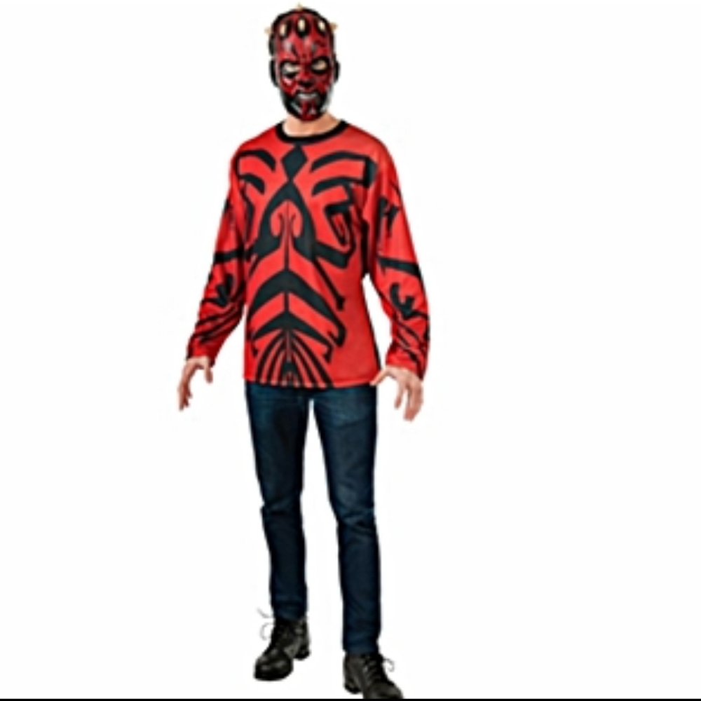 star wars DARTH MAUL costume kit NW SHIRT & MASK official license Star Wars XLRG